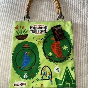 Vintage Walt Disney’s Enchanted Tiki Room Tote Bag with Bamboo Handles NWT